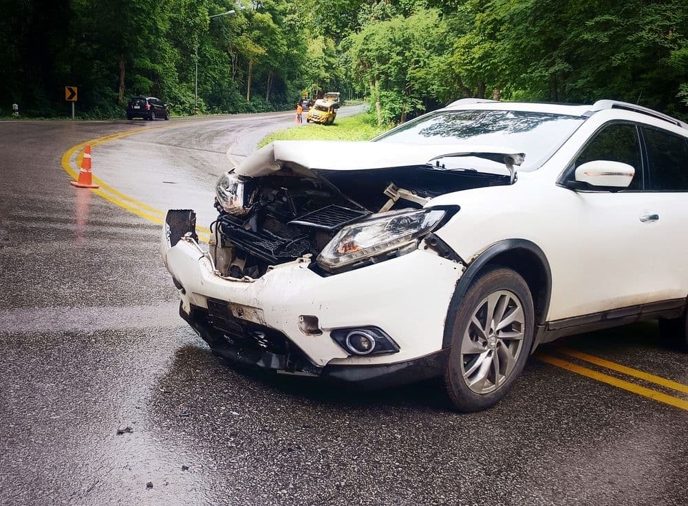 White SUV after a car accident in Georgia