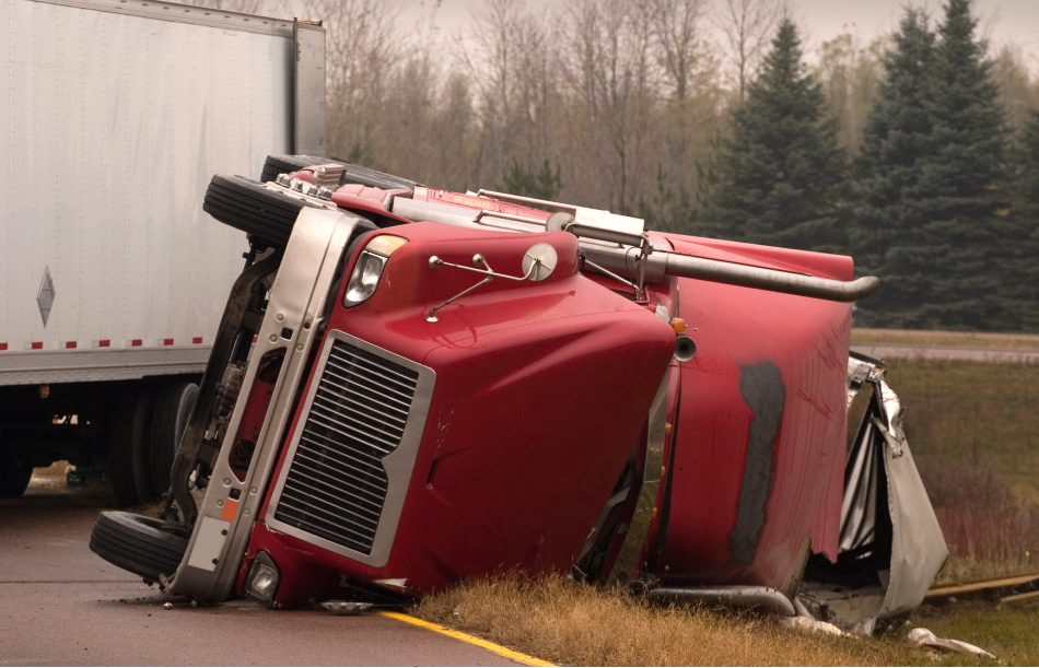 Truck in an accident